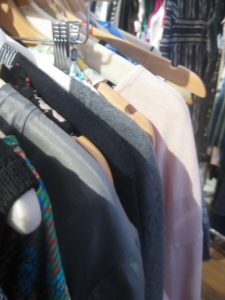 Close up of a clothing rack