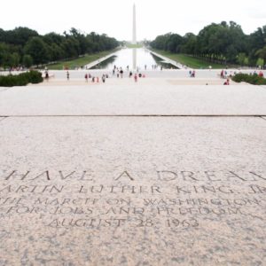 MLK's famous "I Have a Dream" speech is engraved into the steps at the Lincoln Memorial 
