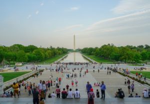 Visitors converge on the Lincoln Memorial