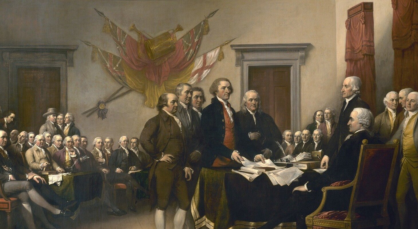 Signers of the Declaration of Independence present their amendments to this document